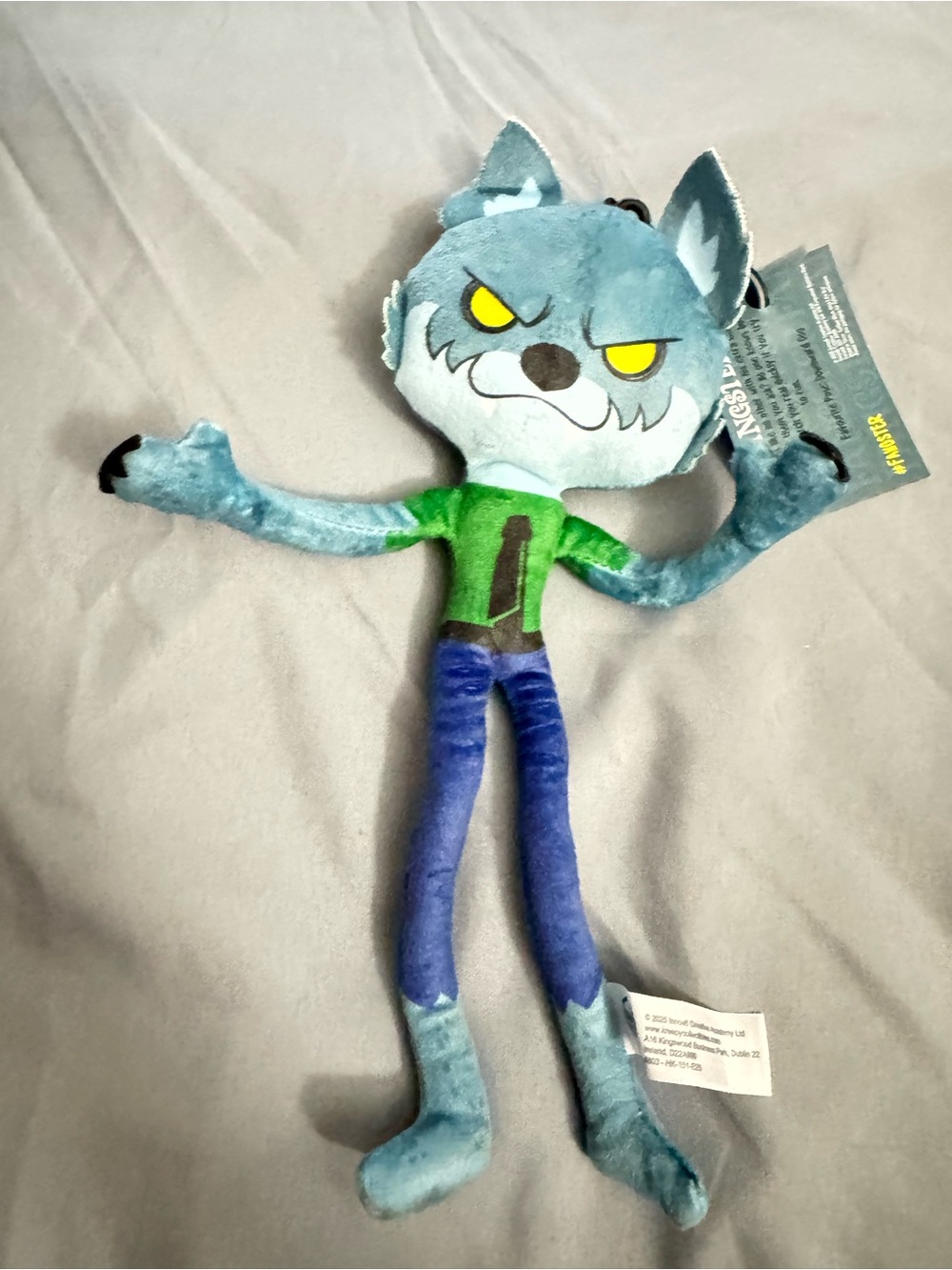 Blue Wolf Plush Toy for Kids - Green Shirt